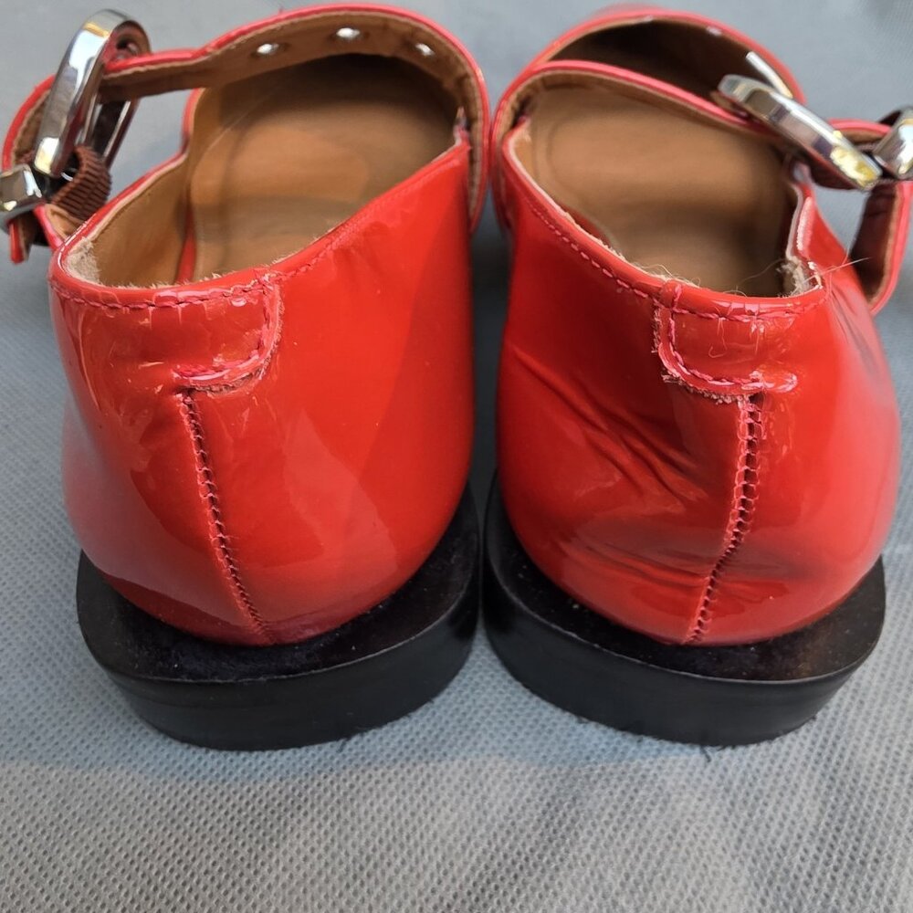 MAEVE Patent Leather Cherry Red Moto Pointed Toe Mary Jane Flats Shoes Sz 36 5.5 - Picture 5 of 9